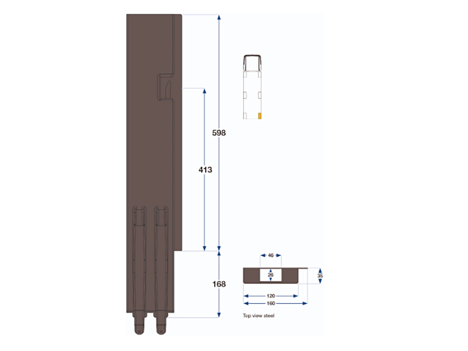 Kinnegrip K5 Bakstolpe höger 600mm be