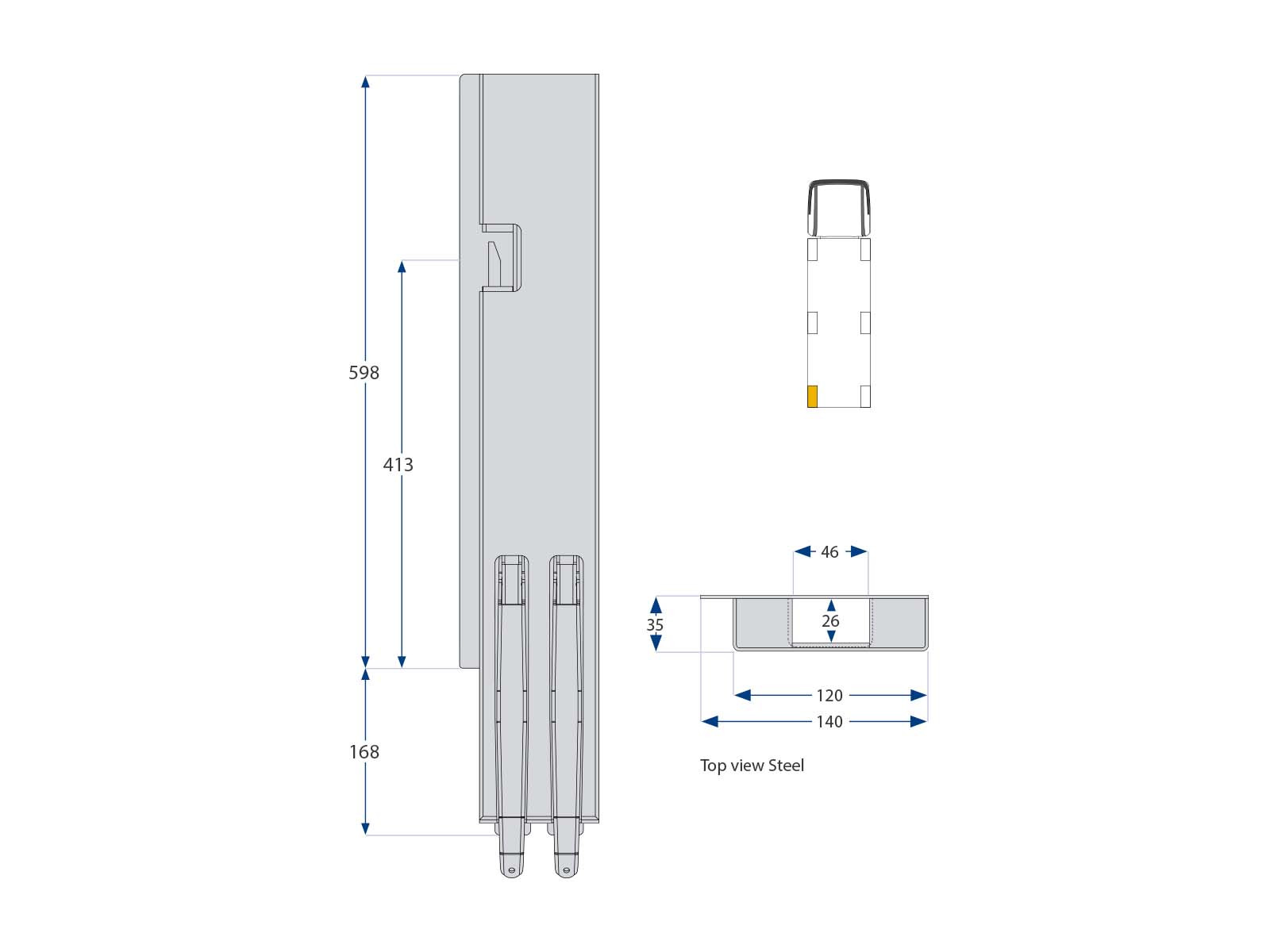 Kinnegrip K5 Bakstolpe vänster 600mm be