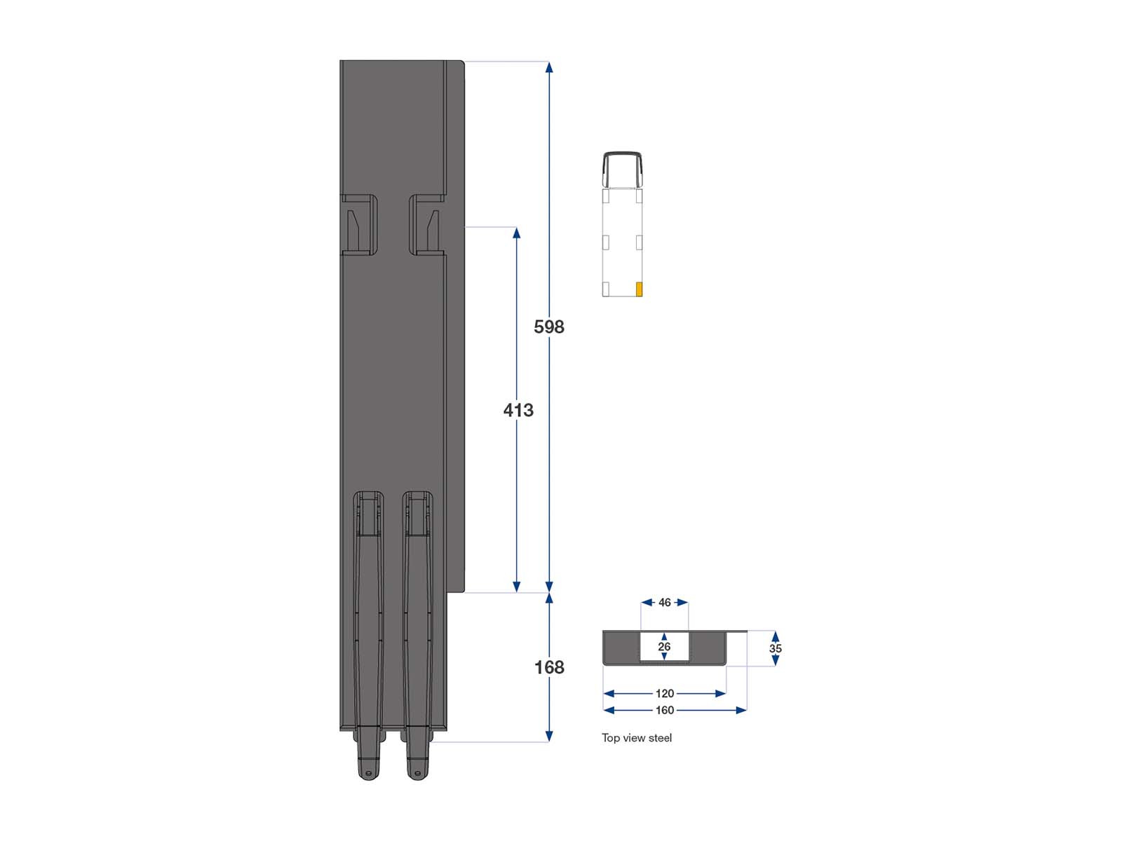 Kinnegrip K5 Bakstolpe höger 600mm bd