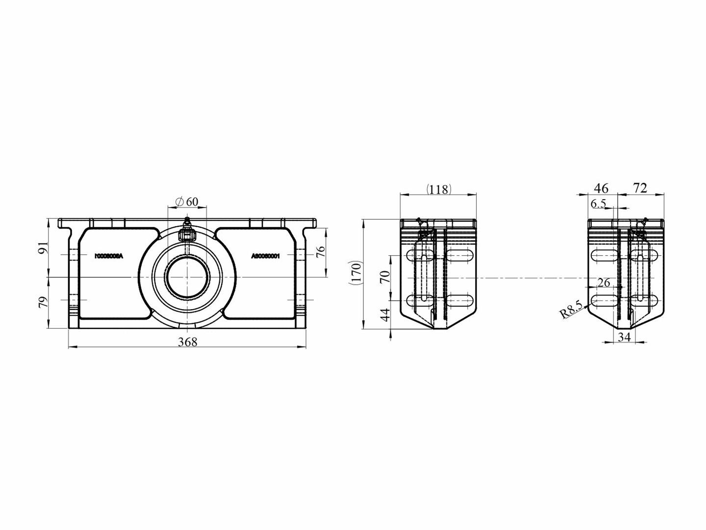 Konsol bund PF 60 L= 368 (169,191)1 sæt (2 konsoller)