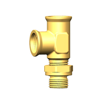 Raufoss T-stycke M16x1,5 utv.- 2xM16x1,5 Inv m/kontramutter - 7980 (7858/7746)