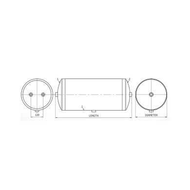 Lufttank alu 80L Ø310 mm - 1A3100800