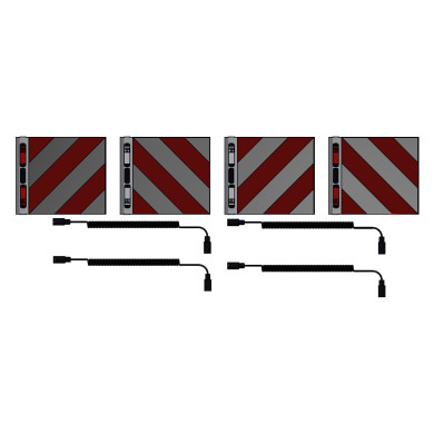 Bredmarkering m/lys, GodkSE/EU/NO kvadrat Sæt m/4 skilt