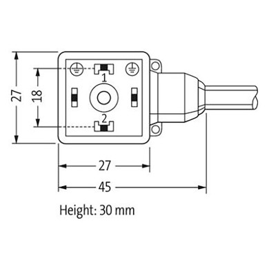 Hirschmannkontakt m. 10m grå kabel