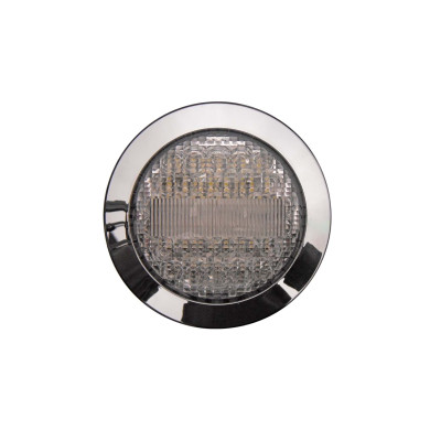 Baklygte LED 24V, m/krom kant, 500mm kabel, Jokon - Typegodkendelse 00 AR - Linse i hvid - Ø155mm, indb Ø114mm - 500mm kabel - IP67 - E2 06016