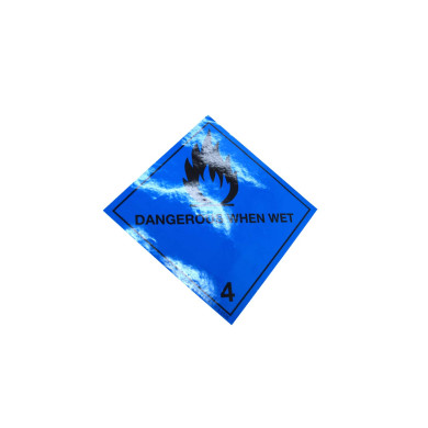 ADR-skylt  Brandf. gas vid kont. med vatten klass 4.3 250x250mm