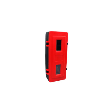 Brandsläckarlåda svart med rött lock 700x300x253mm för 6kg släckare