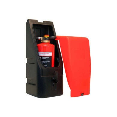 Brandsläckarlåda svart m/röd lucka 680x260mm för 6kg släckare