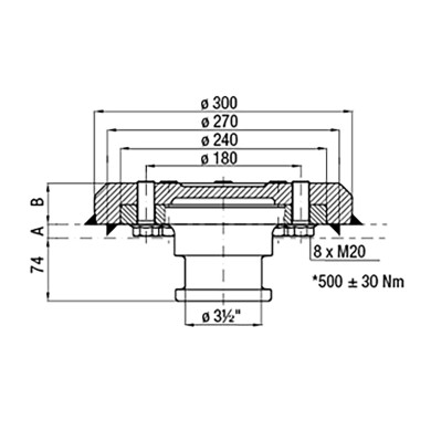 Kingpin 3 ½" för 16 mm platta-komplett