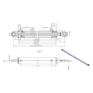 MC Dobbeltvirkende cylinder HMB 60/50x30x1500mm 20x20mm - 908914
