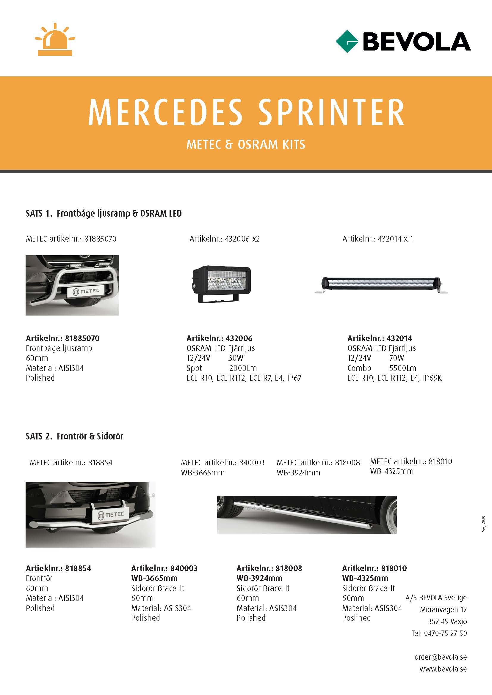 METEC + OSRAM KITS MERCEDES SPRINTER
