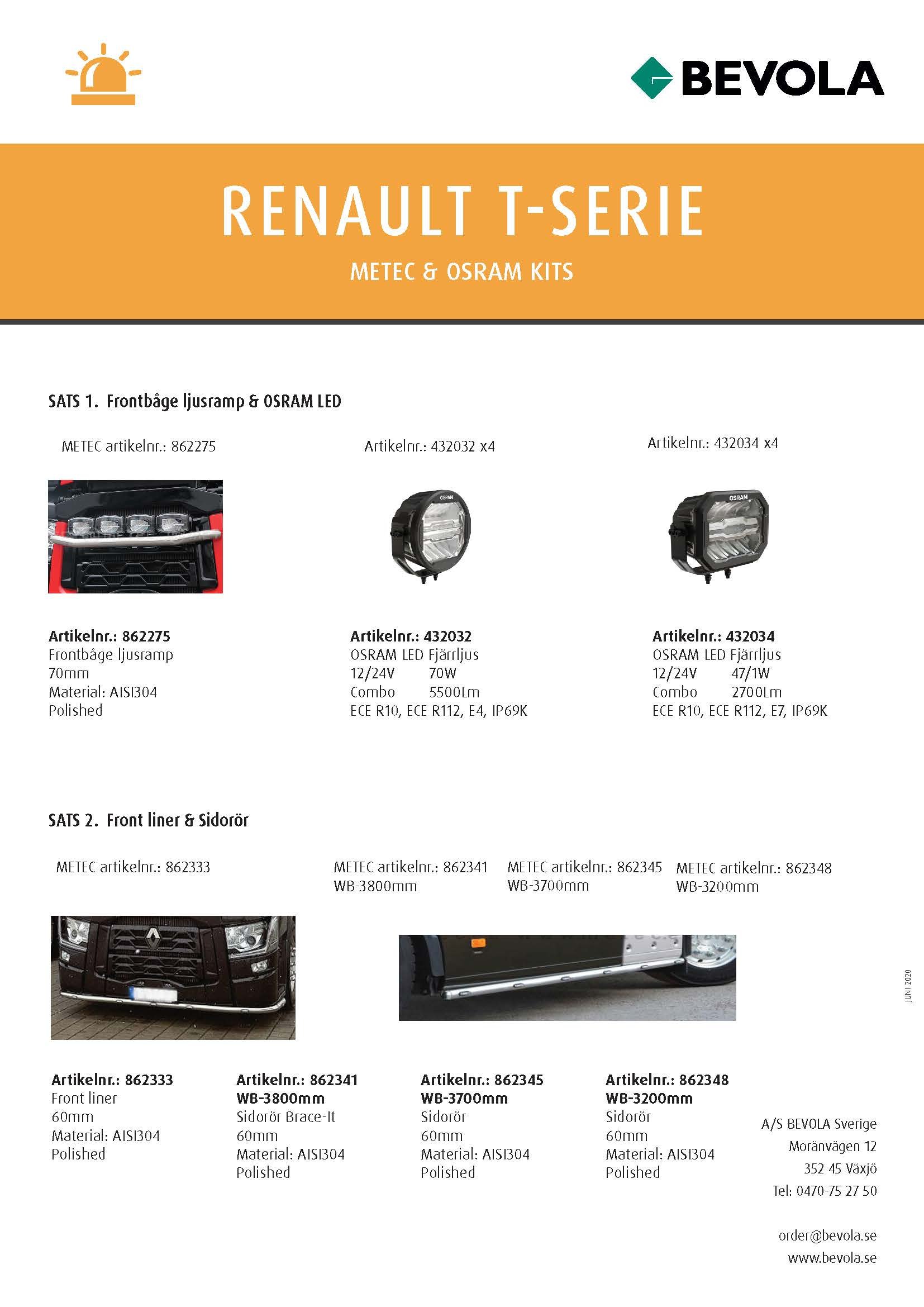 METEC + OSRAM KITS RENAULT T-SERIE