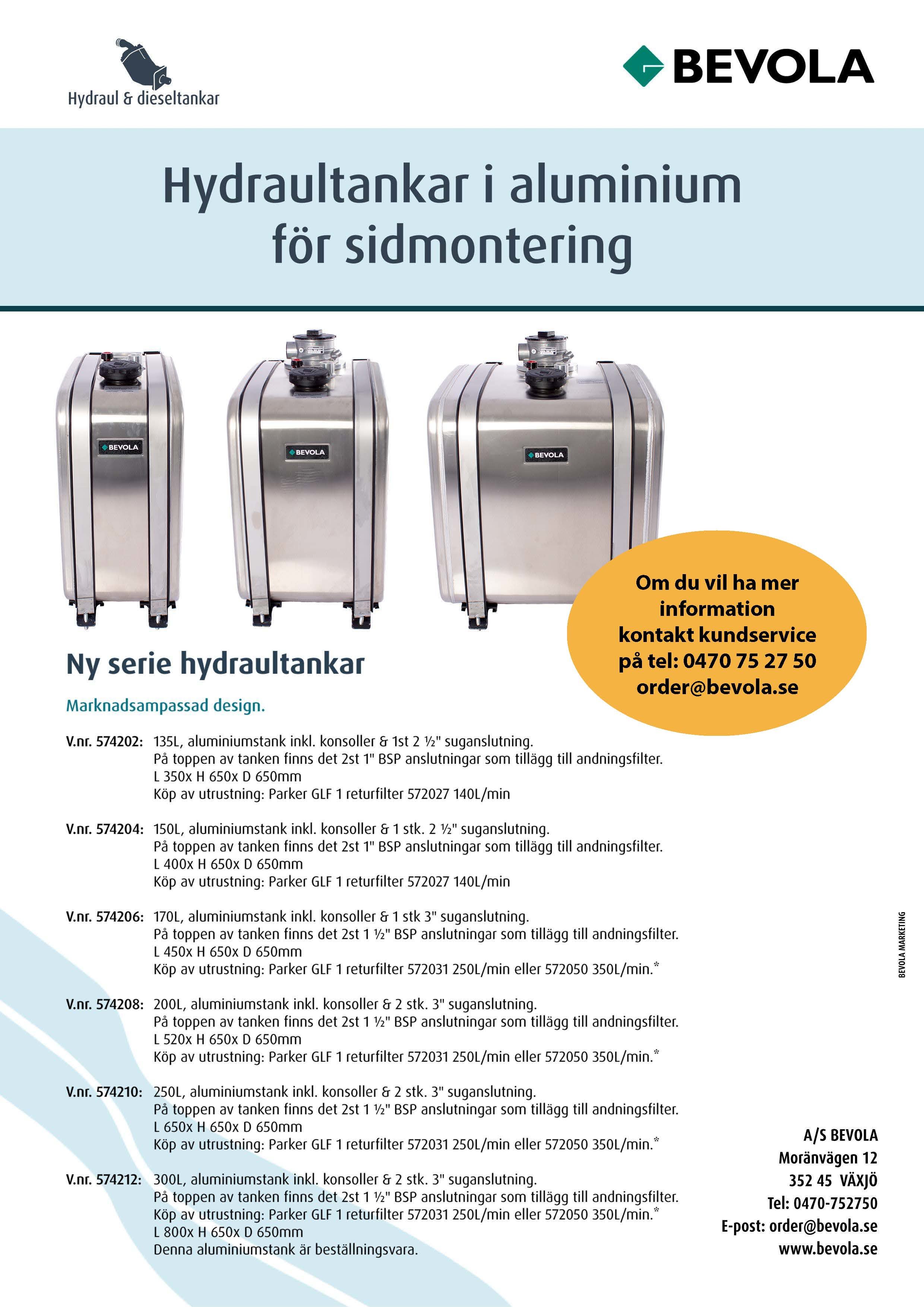 Hydraultank sidmontering